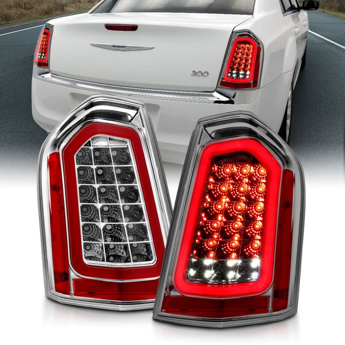 Anzo Chrome-Red LED Taillight Set 2011-14 Chrysler 300/300C